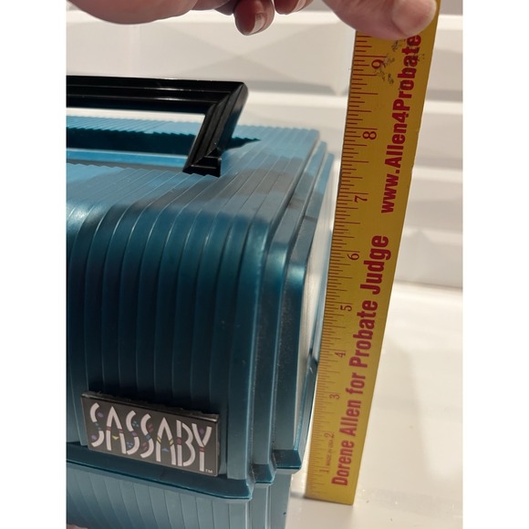 Vintage Sassaby Mirrored Electric Teal Makeup Organizer Case Deluxe‎ Extension - Picture 5 of 10